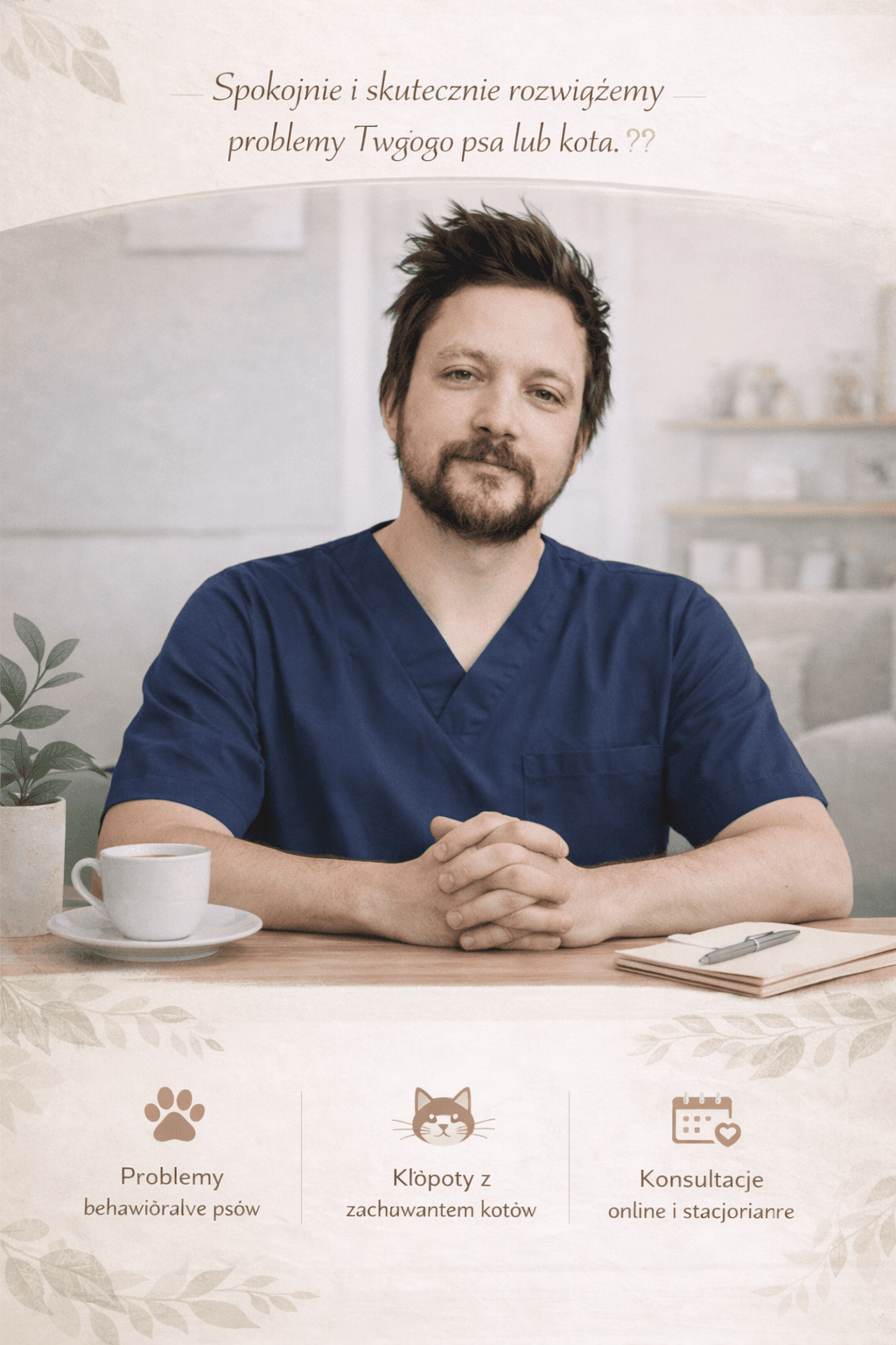 Krzysztof Regulski podczas spokojnej konsultacji behawioralnej