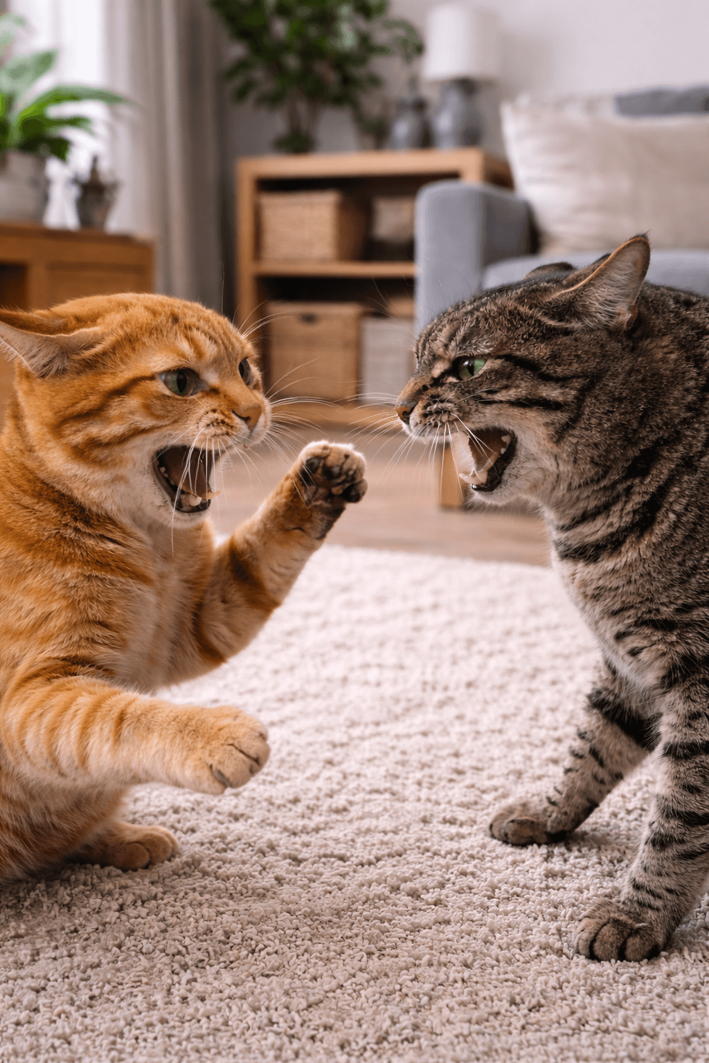 Kotki w konfliktowej konfrontacji jako ilustracja konfliktu między kotami