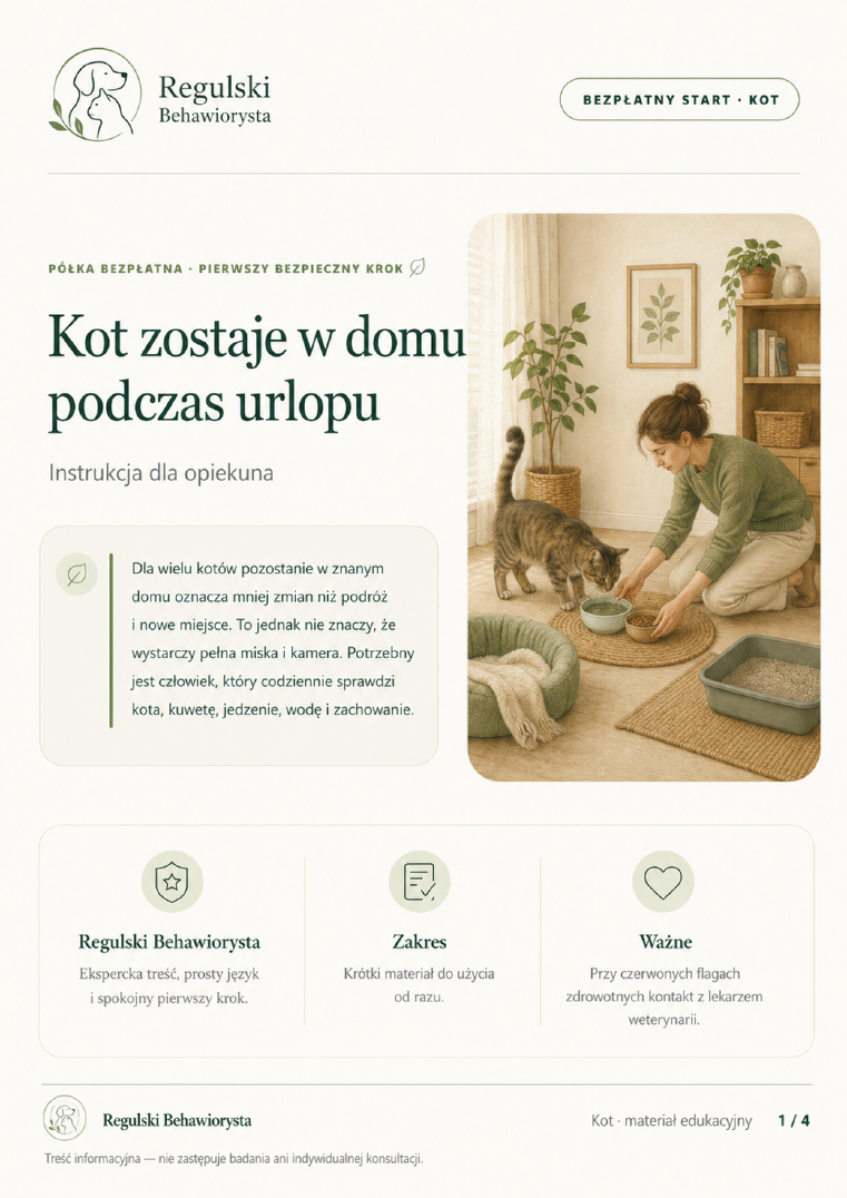 Okładka PDF: Kot zostaje w domu podczas urlopu