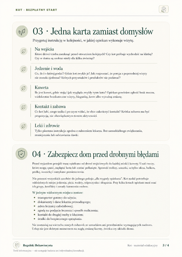 Podgląd strony 3: Kot zostaje w domu podczas urlopu