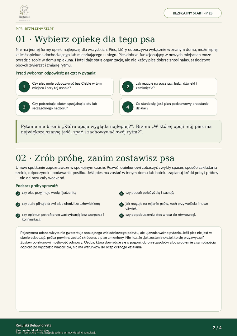 Podgląd strony 2: Wakacyjna opieka nad psem